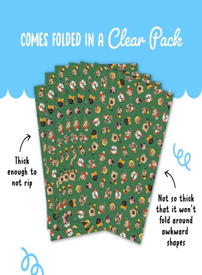 Central 23 Dog Christmas Wrapping Paper & Tags - 6 Sheets of Doggo Gift Wrap - Cute Winter Dogs in Beanie - Green Christmas Wrapping Paper for Fur Parents Men Women Boy Girl - Holiday - Thick & Recyclable - Image 4